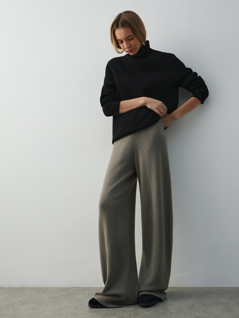 Женские широкие брюки  MAISON DAVID, Артикул FL8775, коричнево-серый | 4615424. Ракурс 5