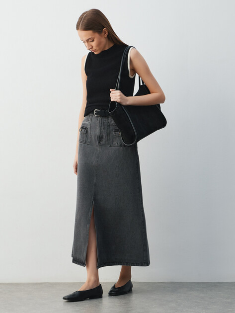 Юбка из денима MAISON DAVID, Артикул KF026, серый | 4620897. Ракурс 2 Юбка из денима MAISON DAVID, Артикул KF026, серый | 4620897. Ракурс 2