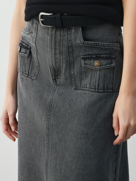 Юбка из денима MAISON DAVID, Артикул KF026, серый | 4620897. Ракурс 3 Юбка из денима MAISON DAVID, Артикул KF026, серый | 4620897. Ракурс 3