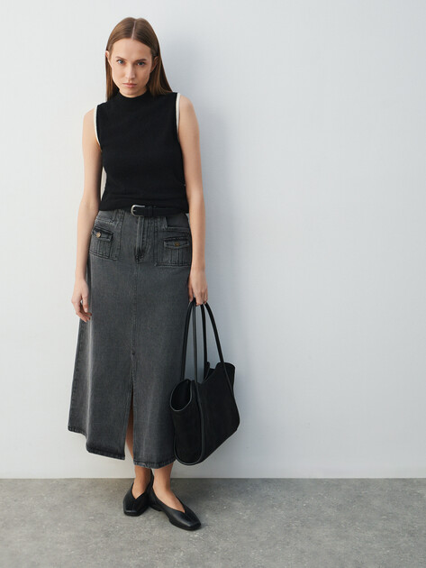 Юбка из денима MAISON DAVID, Артикул KF026, серый | 4620897. Ракурс 5 Юбка из денима MAISON DAVID, Артикул KF026, серый | 4620897. Ракурс 5