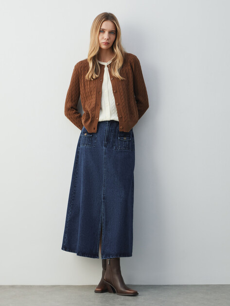 Юбка из денима MAISON DAVID, Артикул KF026, темно-синий | 4620937. Ракурс 2