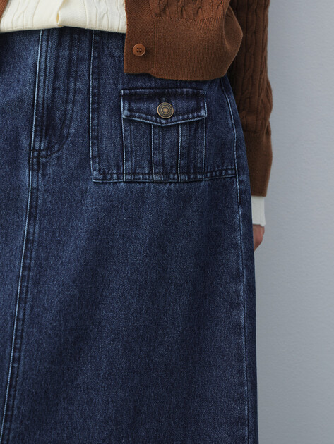 Юбка из денима MAISON DAVID, Артикул KF026, темно-синий | 4620937. Ракурс 3