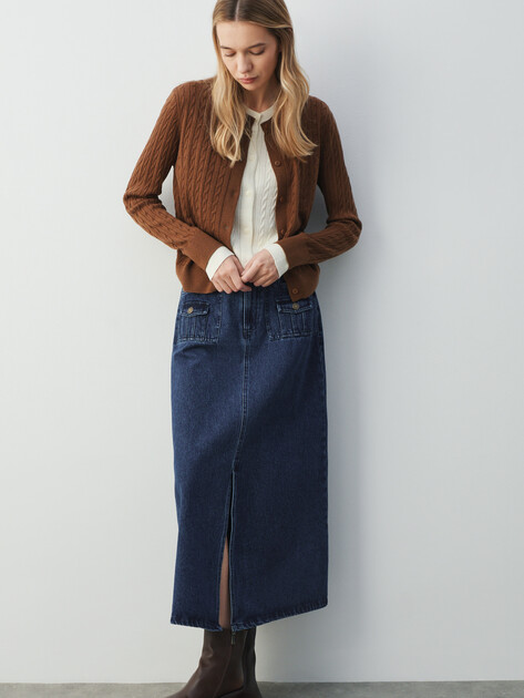 Юбка из денима MAISON DAVID, Артикул KF026, темно-синий | 4620937. Ракурс 5