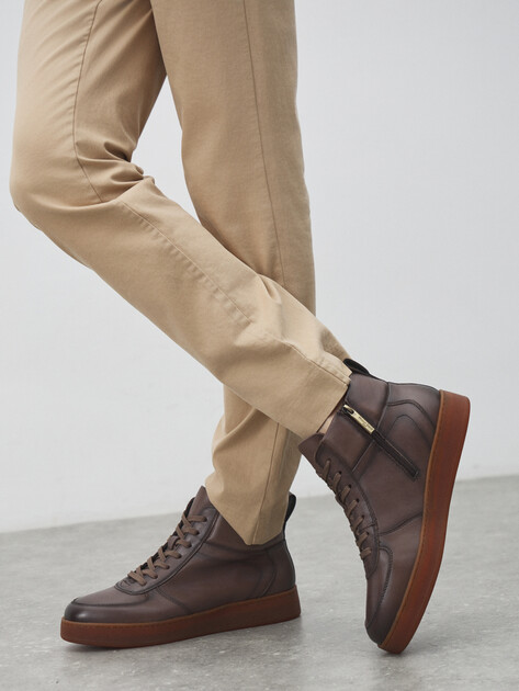 Мужские высокие кеды MAISON DAVID, Артикул TMH3151F-8, коричневый | 4621847. Ракурс 6