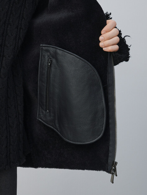 Мужская дубленка  MAISON DAVID, Артикул RV-M3A-D, ночной синий | 4630371. Ракурс 6