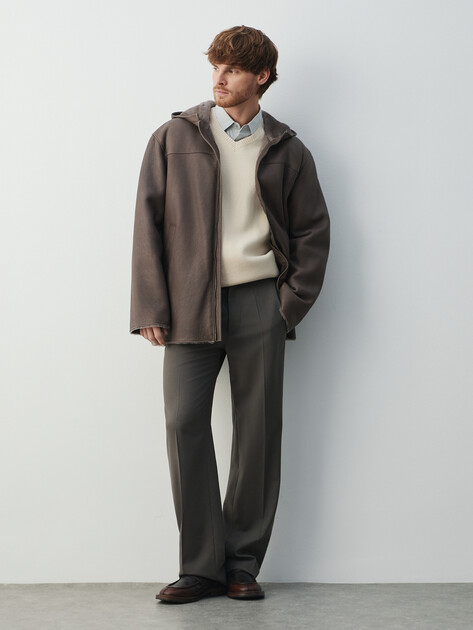 Мужская дубленка  MAISON DAVID, Артикул RV-M3A-D, серо-коричневый | 4630413. Ракурс 2