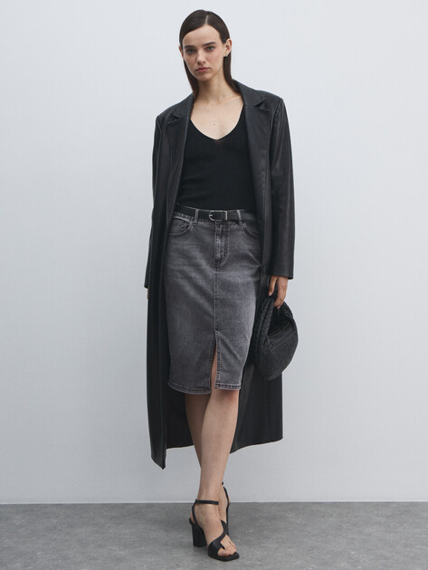 Юбка из денима MAISON DAVID, Артикул ZH25-57, серый | 4642291. Ракурс 2