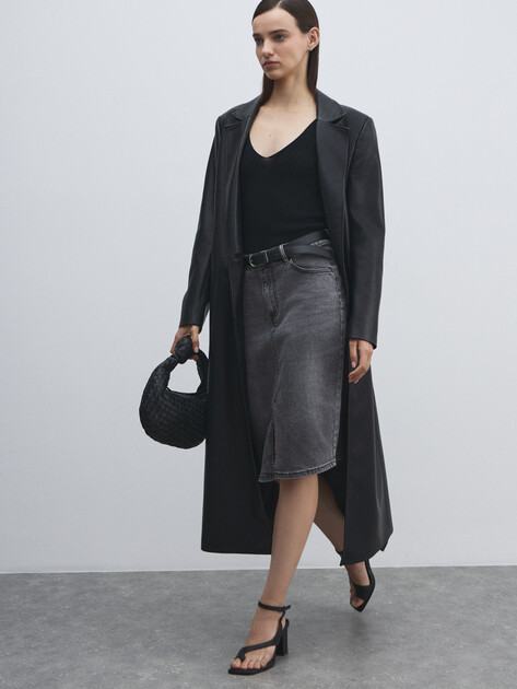 Юбка из денима MAISON DAVID, Артикул ZH25-57, серый | 4642291. Ракурс 5