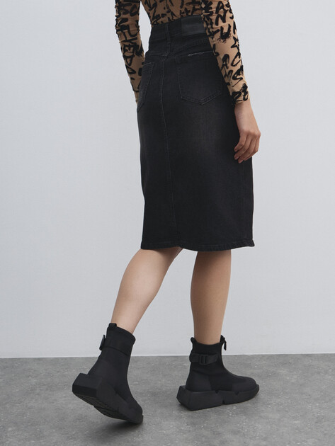 Юбка из денима MAISON DAVID, Артикул ZH25-57, черный | 4642298. Ракурс 4