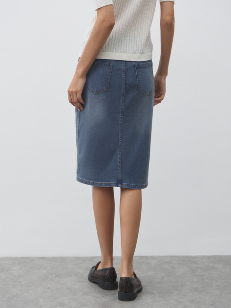 Юбка из денима MAISON DAVID, Артикул ZH25-57, серо-синий | 4642312. Ракурс 4