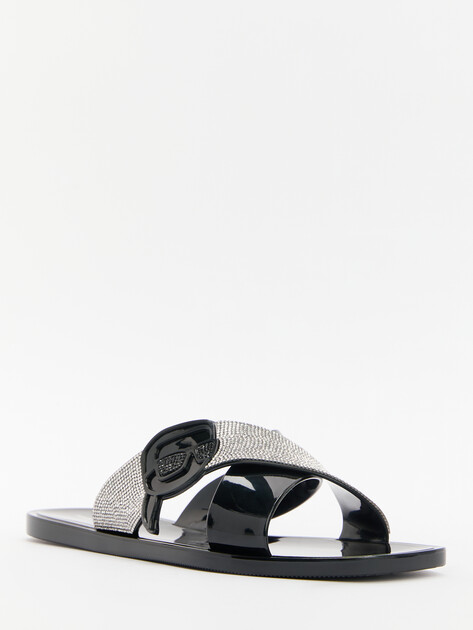 Женские шлепанцы KARL LAGERFELD JELLY III Sparkle NFT Krosstrap, Артикул KL80004S, черный | 4643693. Ракурс 3