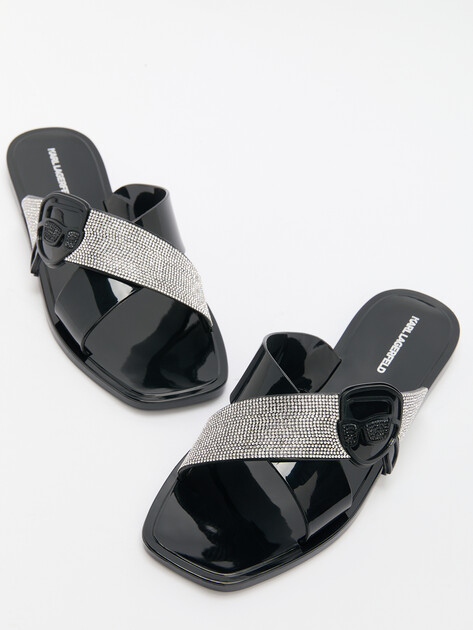 Женские шлепанцы KARL LAGERFELD JELLY III Sparkle NFT Krosstrap, Артикул KL80004S, черный | 4643693. Ракурс 6