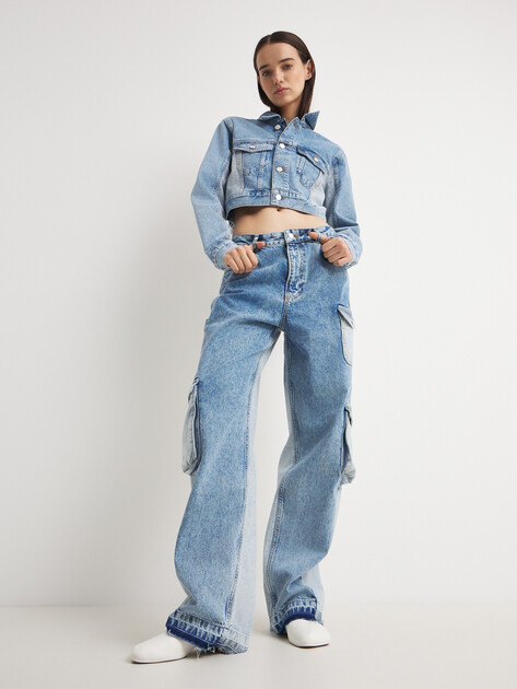 Женские джинсы карго MO5CH1NO JEANS DENIM, Артикул 0314 SS25 MAIN, голубой | 4644422. Ракурс 5 Женские джинсы карго MO5CH1NO JEANS DENIM, Артикул 0314 SS25 MAIN, голубой | 4644422. Ракурс 5