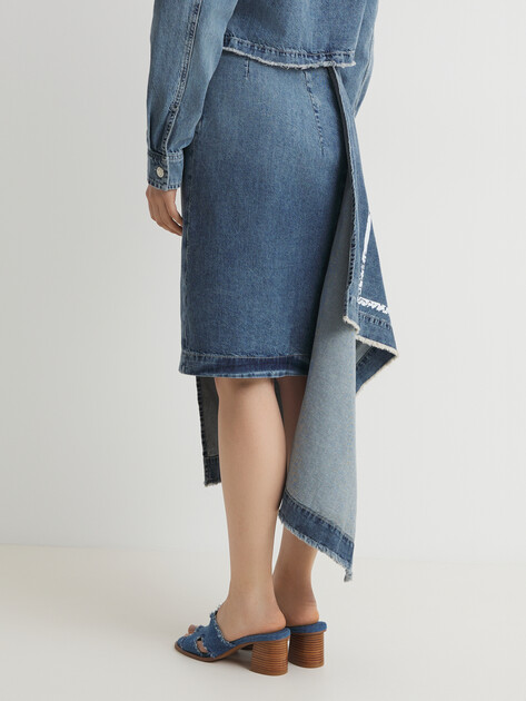 Юбка миди MO5CH1NO JEANS DENIM, Артикул 0106 SS25, серо-синий | 4644486. Ракурс 4 Юбка миди MO5CH1NO JEANS DENIM, Артикул 0106 SS25, серо-синий | 4644486. Ракурс 4