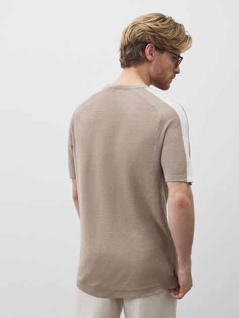 Мужской джемпер LIU∙JO MAGLIA CHIUSA M/C, Артикул QA5035MA72P, темно-бежевый | 4647134. Ракурс 4