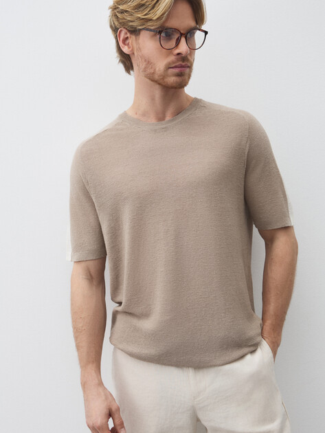 Мужской джемпер LIU∙JO MAGLIA CHIUSA M/C, Артикул QA5035MA72P, темно-бежевый | 4647134. Ракурс 5