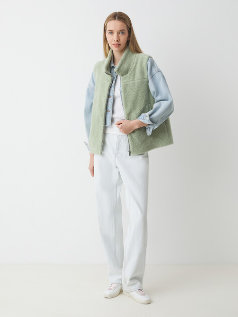 Женский жилет тедди MAISON DAVID, Артикул LUNETTE_TEDDY, светло-зеленый | 4665164. Ракурс 2