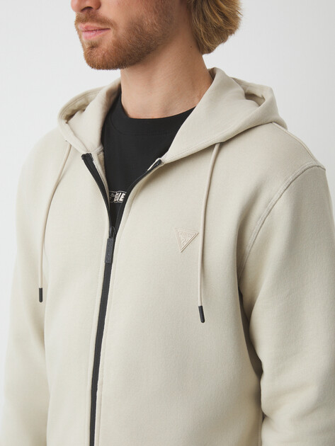 Мужская толстовка GUESS ALDWIN ZIP HOODED SWEATSHIRT, Артикул Z2YQ28KAIJ1, бежевый | 4666697. Ракурс 3