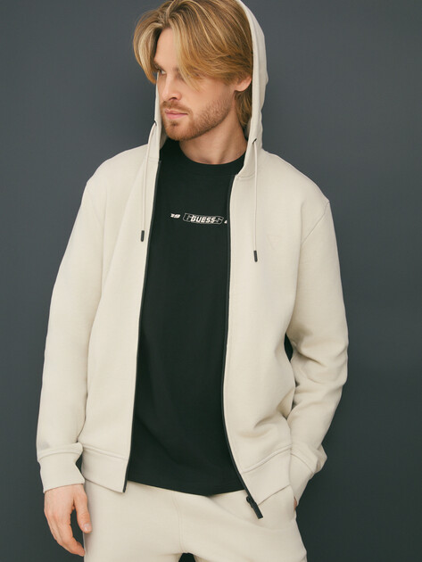 Мужская толстовка GUESS ALDWIN ZIP HOODED SWEATSHIRT, Артикул Z2YQ28KAIJ1, бежевый | 4666697. Ракурс 5