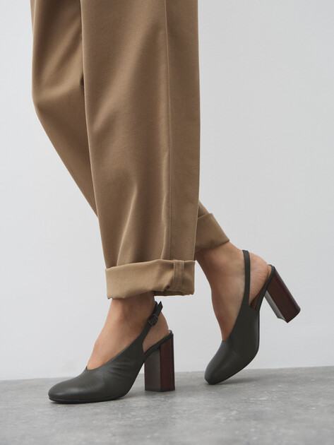 Женские туфли с открытой пяткой (слингбэк) TENDANCE, Артикул GLC7937D-01, темный хаки | 4670218. Ракурс 6