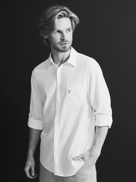 Мужская рубашка GUESS LS ROLL-UP SHIRT, Артикул F4GH00WG3L0, белый | 4673258. Ракурс 5 Мужская рубашка GUESS LS ROLL-UP SHIRT, Артикул F4GH00WG3L0, белый | 4673258. Ракурс 5