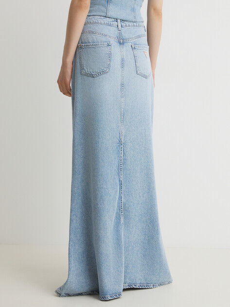 Женская юбка макси из денима GUESS THAISS MAXI SKIRT, Артикул W5GD83D5B96, голубой | 4677091. Ракурс 4