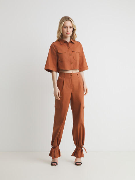 Женская укороченная рубашка MARCIANO BY GUESS PAT CROPPED SHIRT, Артикул 5GGH277315A, кирпичный | 4680921. Ракурс 2 Женская укороченная рубашка MARCIANO BY GUESS PAT CROPPED SHIRT, Артикул 5GGH277315A, кирпичный | 4680921. Ракурс 2