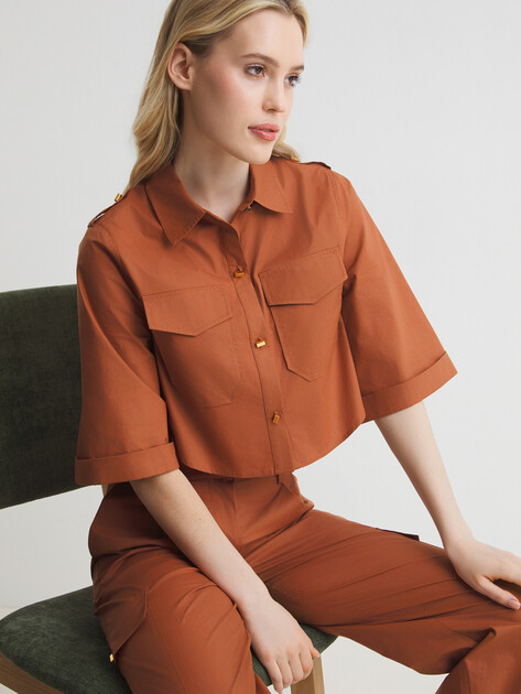 Женская укороченная рубашка MARCIANO BY GUESS PAT CROPPED SHIRT, Артикул 5GGH277315A, кирпичный | 4680921. Ракурс 5 Женская укороченная рубашка MARCIANO BY GUESS PAT CROPPED SHIRT, Артикул 5GGH277315A, кирпичный | 4680921. Ракурс 5