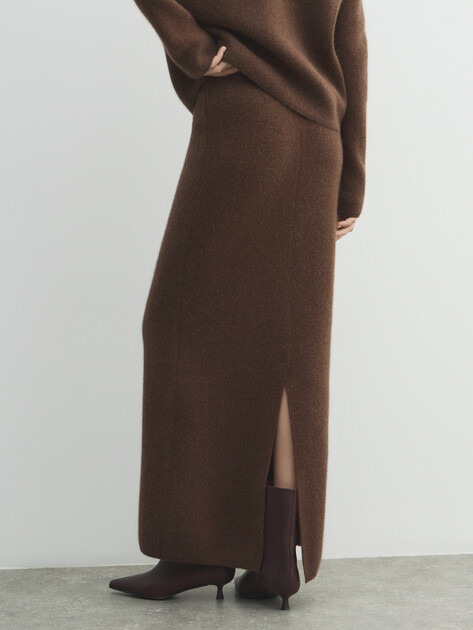 Юбка  миди MAISON DAVID, Артикул TY24006, коричневый | 4682904. Ракурс 4