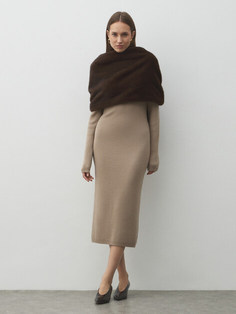 Женское платье MAISON DAVID, Артикул 2024-163, серовато-бежевый | 4684062. Ракурс 2