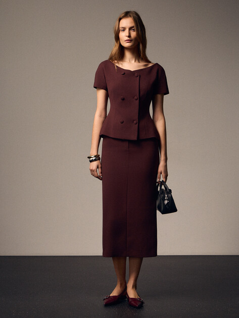 Женский жакет LUMIQUE, Артикул 2024-394, бордовый | 4684453. Ракурс 2