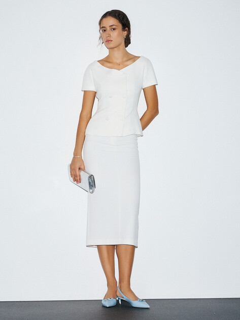 Юбка  миди LUMIQUE, Артикул 2024-395, молочно-белый | 4684475. Ракурс 2
