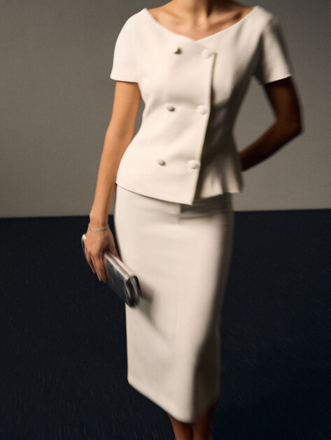 Юбка  миди LUMIQUE, Артикул 2024-395, молочно-белый | 4684475. Ракурс 5