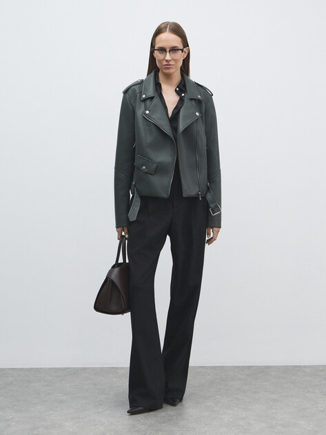 Женская косуха MAISON DAVID, Артикул DEBBY_DR, серо-зеленый | 4689673. Ракурс 2 Женская косуха MAISON DAVID, Артикул DEBBY_DR, серо-зеленый | 4689673. Ракурс 2