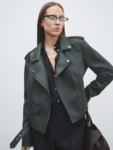 Женская косуха MAISON DAVID, Артикул DEBBY_DR, серо-зеленый | 4689673. Ракурс 5 Женская косуха MAISON DAVID, Артикул DEBBY_DR, серо-зеленый | 4689673. Ракурс 5