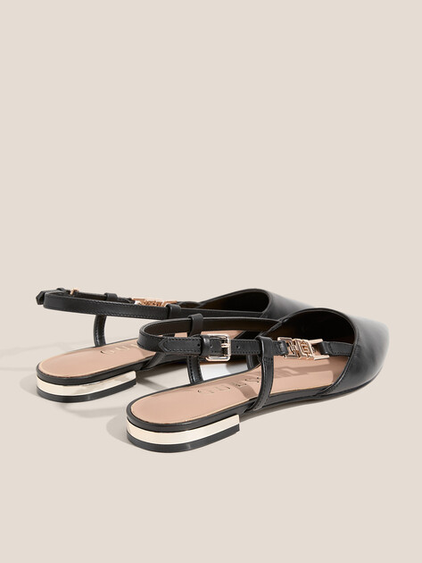 Балетки с открытой пяткой (слинг-бэк) GUESS FRANIE, Артикул FLTFRALEA05, черный | 4693620. Ракурс 5