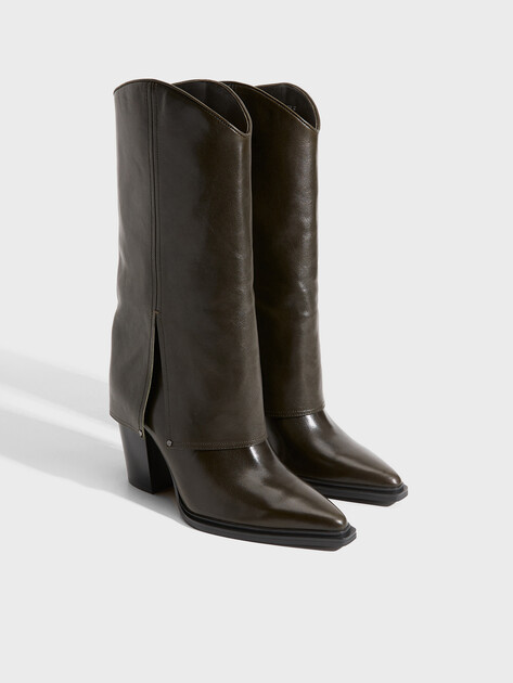 Женские высокие казаки TENDANCE, Артикул PZ3189-10, темный хаки | 4698765. Ракурс 2