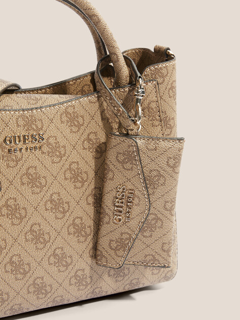 Женский тоут GUESS BRENTON SML GIRLFRIEND SATCHEL, Артикул HWLG9648050, темно-бежевый | 4712533. Ракурс 2
