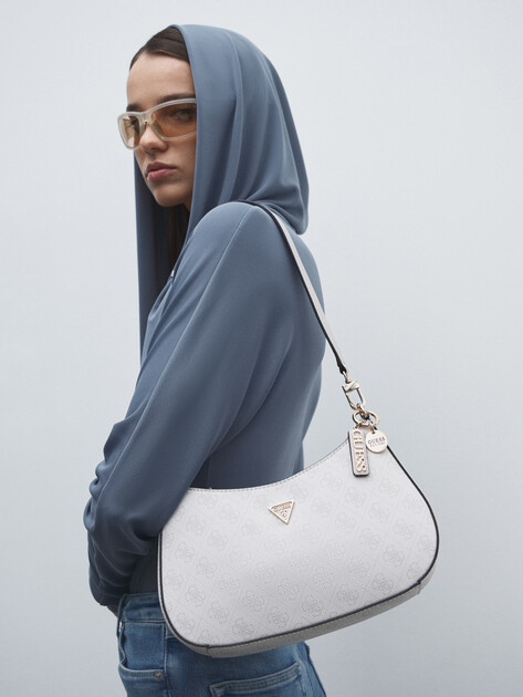 Женская сумка  GUESS NOELLE II TOP ZIP SHOULDER BAG, Артикул HWBG9672180, белый | 4713082. Ракурс 5