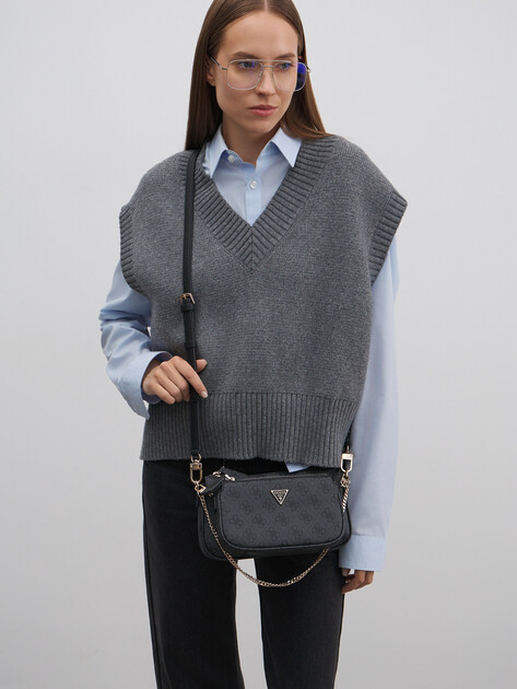 Женская сумка через плечо кросс-боди GUESS NOELLE II DBL POUCH CROSSBODY, Артикул HWBG9672710, темно-серый | 4713156. Ракурс 5