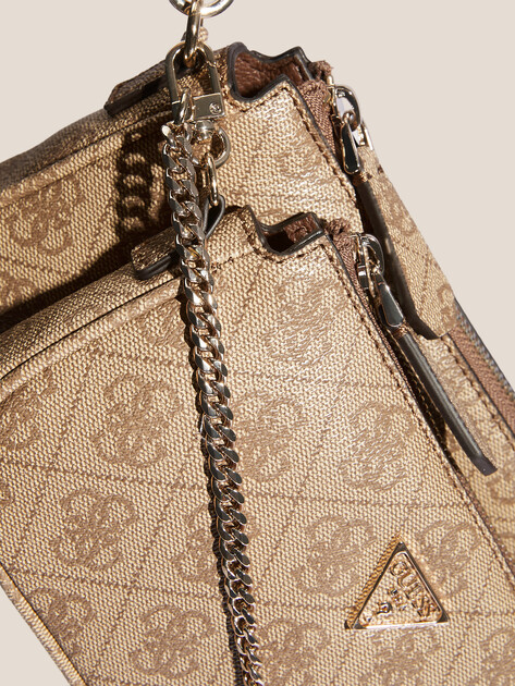 Женская сумка через плечо кросс-боди GUESS NOELLE II DBL POUCH CROSSBODY, Артикул HWBG9672710, темно-бежевый | 4713158. Ракурс 2