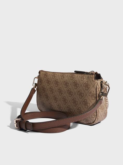 Женская сумка через плечо кросс-боди GUESS NOELLE II DBL POUCH CROSSBODY, Артикул HWBG9672710, темно-бежевый | 4713158. Ракурс 3