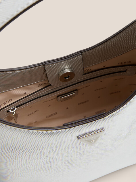 Женская сумка GUESS ROSALBA SMALL HOBO CROSSBODY, Артикул HWMY9657010, серебряный | 4713283. Ракурс 4 Женская сумка GUESS ROSALBA SMALL HOBO CROSSBODY, Артикул HWMY9657010, серебряный | 4713283. Ракурс 4