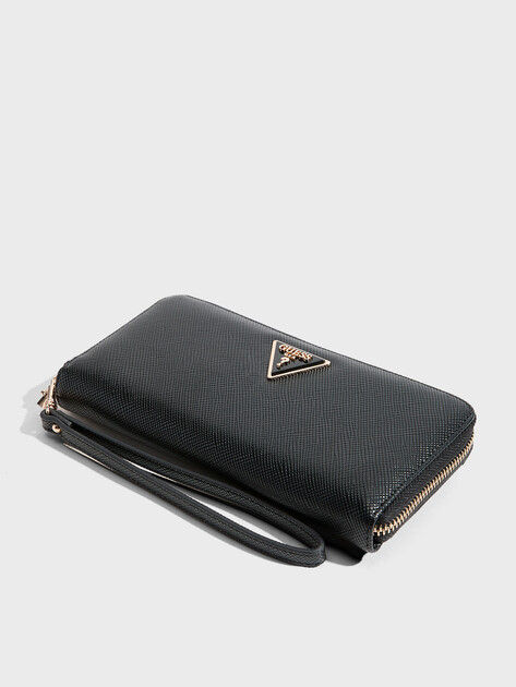 Женский кошелёк GUESS LAUREL II SLG LARGE ZIP AROUND, Артикул SWZG7459146, черный | 4713551. Ракурс 3