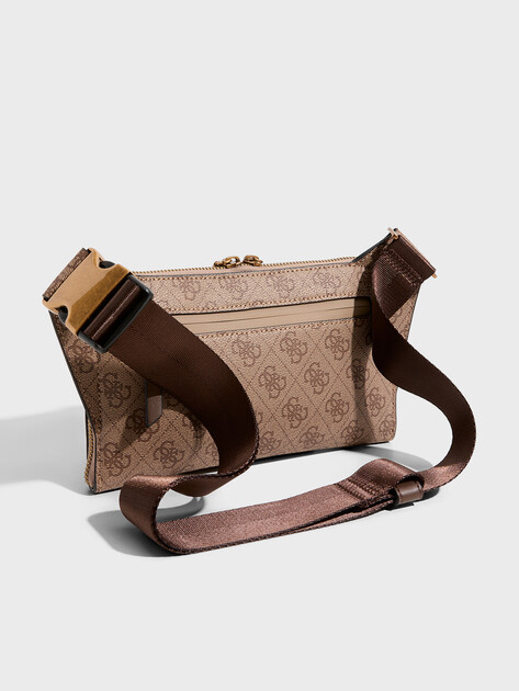 Мужская поясная сумка GUESS MILANO FLAT BUMBAG W FRT PKT, Артикул HMMILOP5214, темно-бежевый | 4713655. Ракурс 3