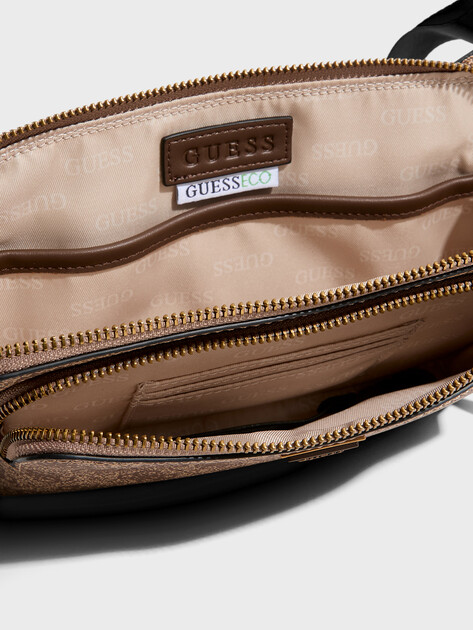 Мужская поясная сумка GUESS MILANO FLAT BUMBAG W FRT PKT, Артикул HMMILOP5214, темно-бежевый | 4713655. Ракурс 4