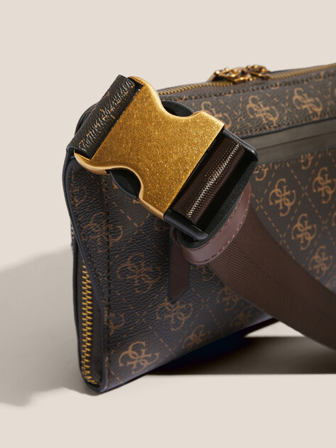 Мужская поясная сумка GUESS MILANO FLAT BUMBAG W FRT PKT, Артикул HMMILOP5214, темно-коричневый | 4713659. Ракурс 2 Мужская поясная сумка GUESS MILANO FLAT BUMBAG W FRT PKT, Артикул HMMILOP5214, темно-коричневый | 4713659. Ракурс 2