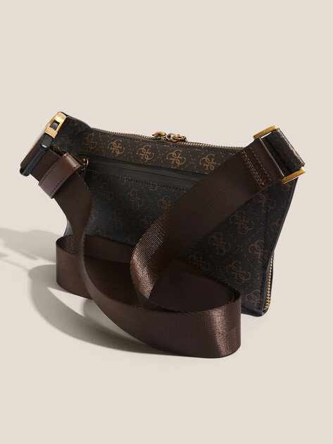 Мужская поясная сумка GUESS MILANO FLAT BUMBAG W FRT PKT, Артикул HMMILOP5214, темно-коричневый | 4713659. Ракурс 3 Мужская поясная сумка GUESS MILANO FLAT BUMBAG W FRT PKT, Артикул HMMILOP5214, темно-коричневый | 4713659. Ракурс 3