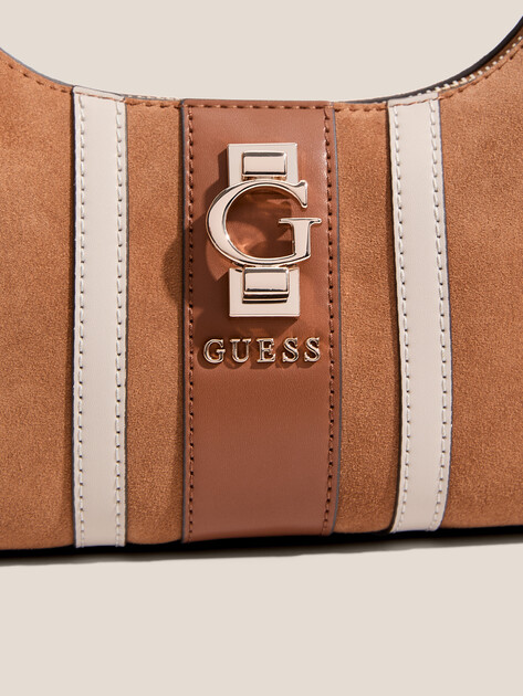 Женская сумка  GUESS ERENIA TOP ZIP SHOULDER BAG, Артикул HWSB7838180, светло-коричневый | 4719662. Ракурс 2