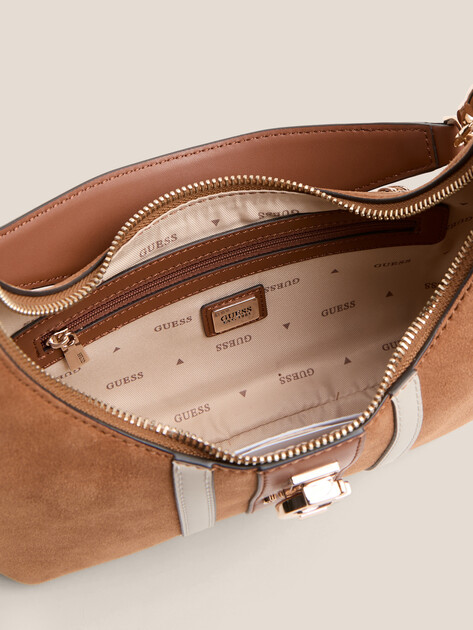 Женская сумка  GUESS ERENIA TOP ZIP SHOULDER BAG, Артикул HWSB7838180, светло-коричневый | 4719662. Ракурс 4